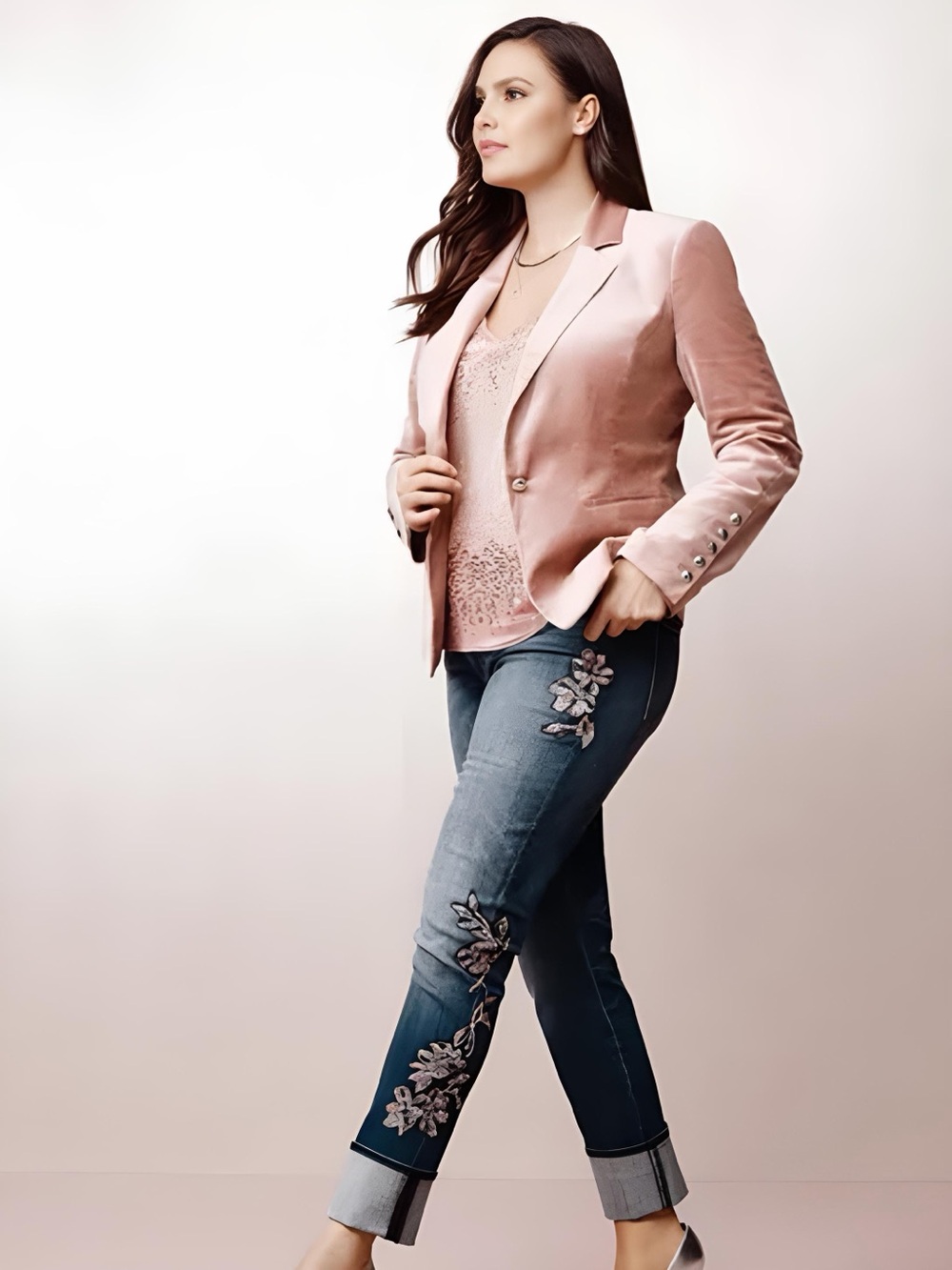 White House Black Market Blush Pink Velvet Blazer Jacket Size 8